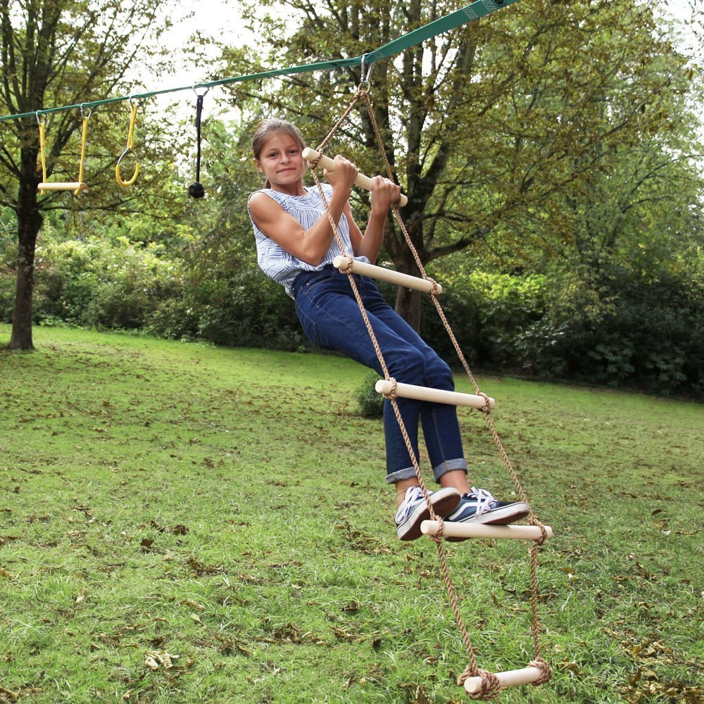 Scala Di Corda Per Bambini Kangui – 5 Pioli In Legno – Per Arrampicata, Gioco, Altalene E Strutture Da Gioco – Altezza 1,80 M – Migliora Coordinazione Ed Equilibrio