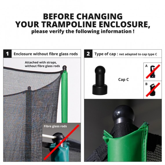 Rete tessile per trampolino Ø 366 con cinghie Rete tessile per trampolino Ø 366 con cinghie