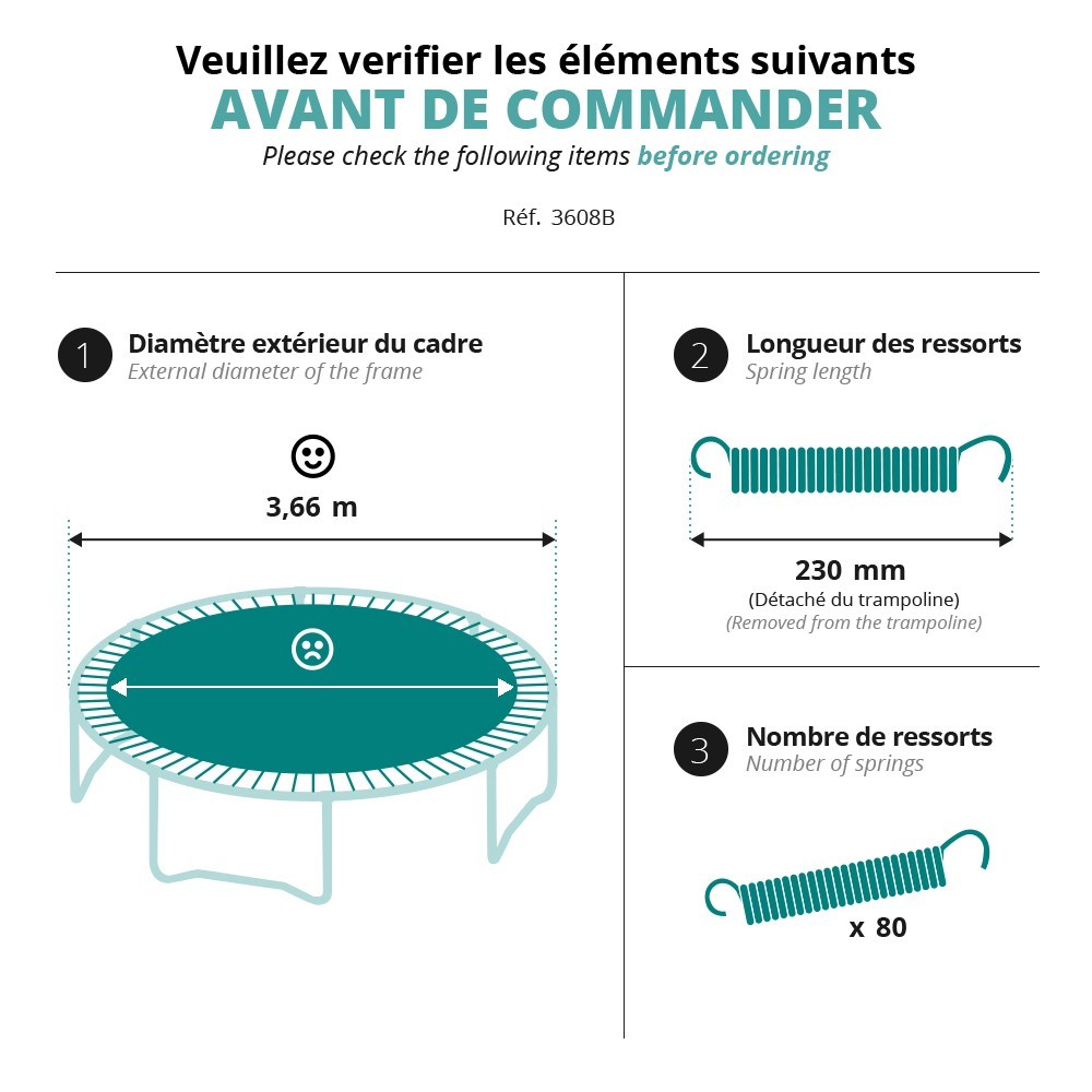 Tappeto Telone Salto Per Trampolino 396 Cm – 80 Occhielli, Per Molle Da 17,8 Cm, Portata 180 Kg