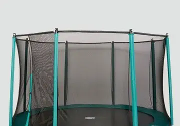 Tappeto elastico da giardino con rete tessile e montanti laterali