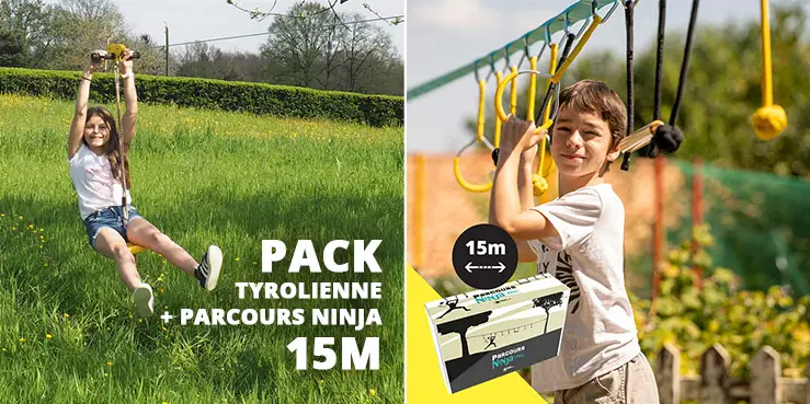 Pack zipline + percorso ninja slackline 15 m