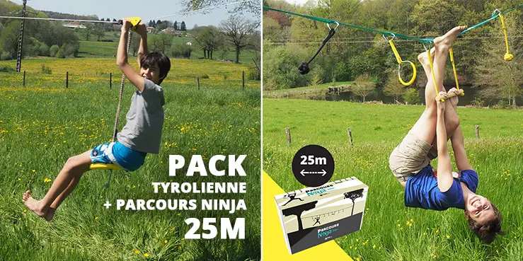 Pack zipline + percorso ninja slackline 25 m