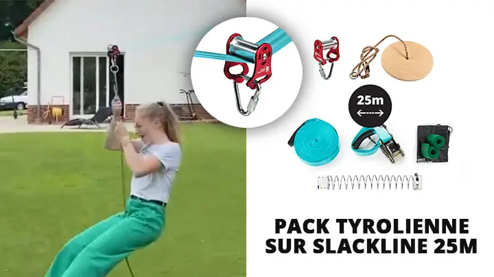 Pack slackline 25 m + zipline per slackline