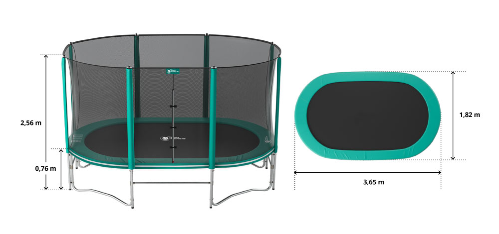 illustration de caractéristiques du produit Tappeto elastico Ovalie 360 - Pack XXL
