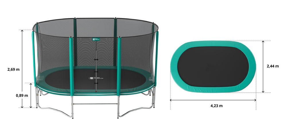 illustration de caractéristiques du produit Tappeto elastico Ovalie 430