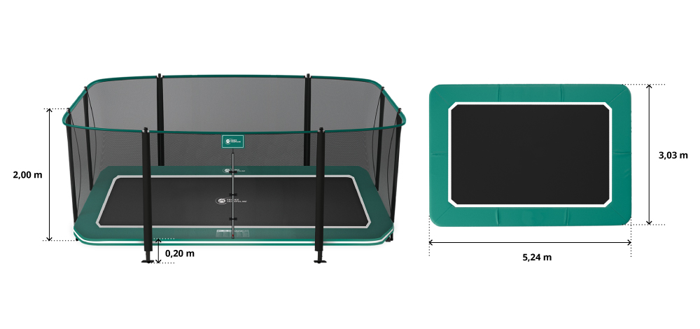 illustration de caractéristiques du produit Tappeto elastico Apollo Sport 500 - interrato